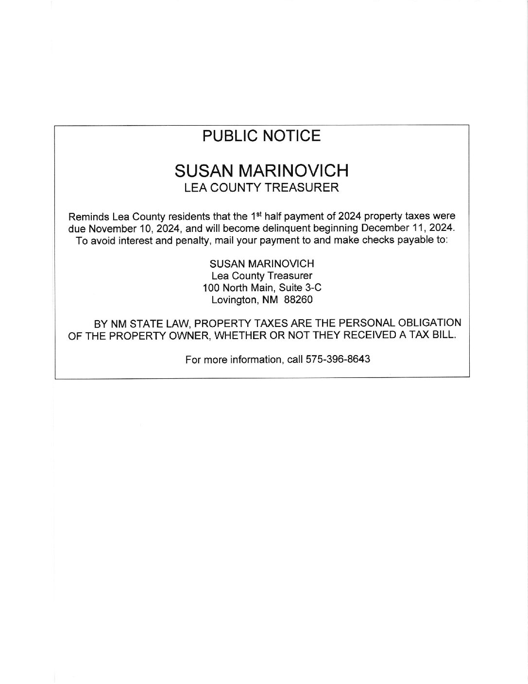 Lea County Property Tax Schedule